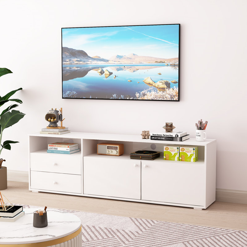 Modern TV Stand for 50 55 65 70 inch TV Console Cabinet White